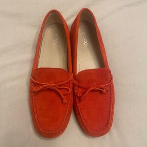 ECCO Women’s Moccasin Driving Loafer Suede Size 11 Red Orange EUC